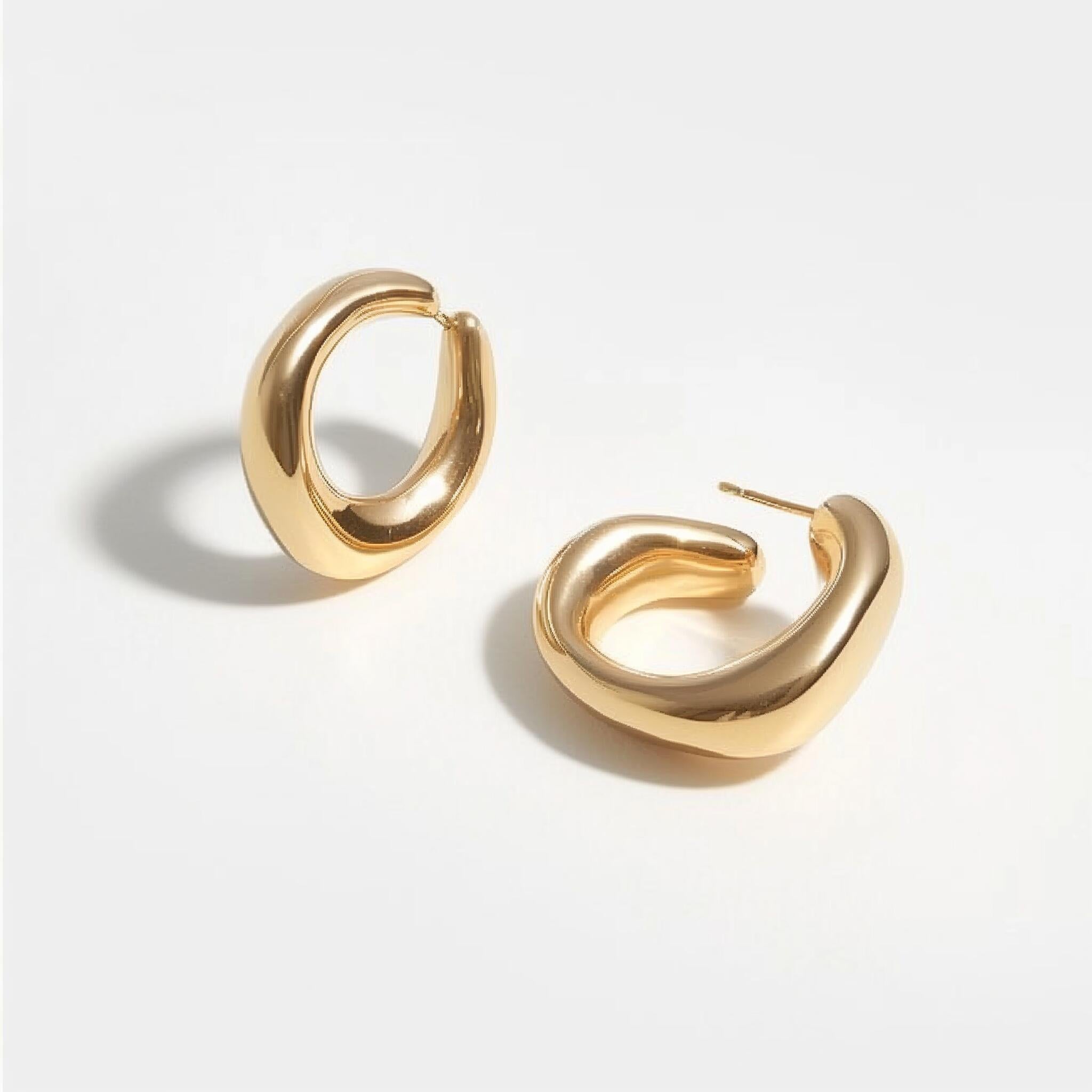 18K Gold Square Open Hoop Earrings